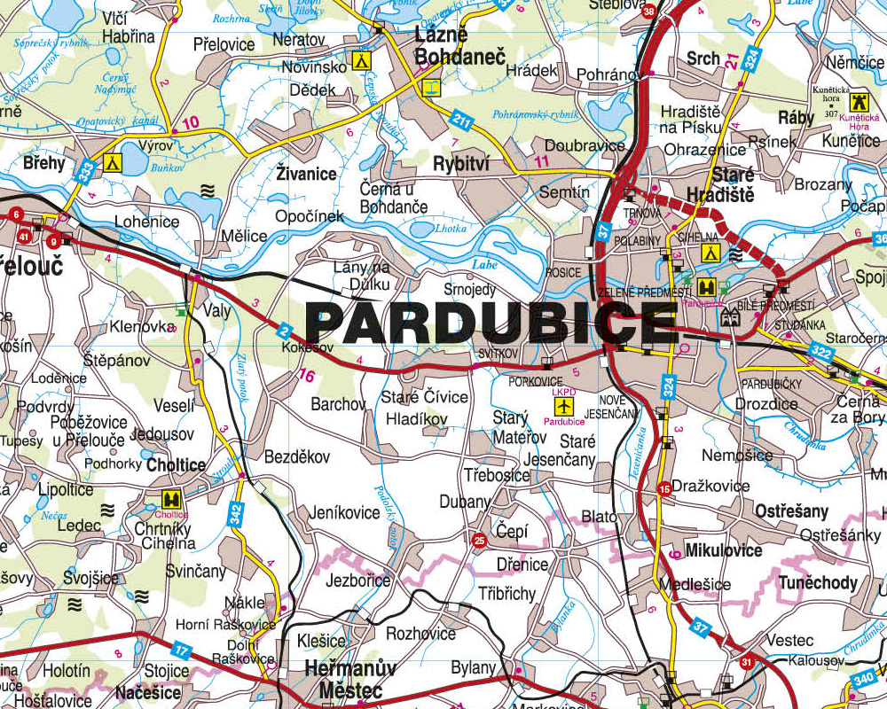 Mapa Pardubic